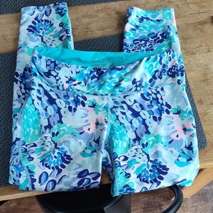 Lilly Pulitzer Vibrant Blue and Aqua Floral Leggings